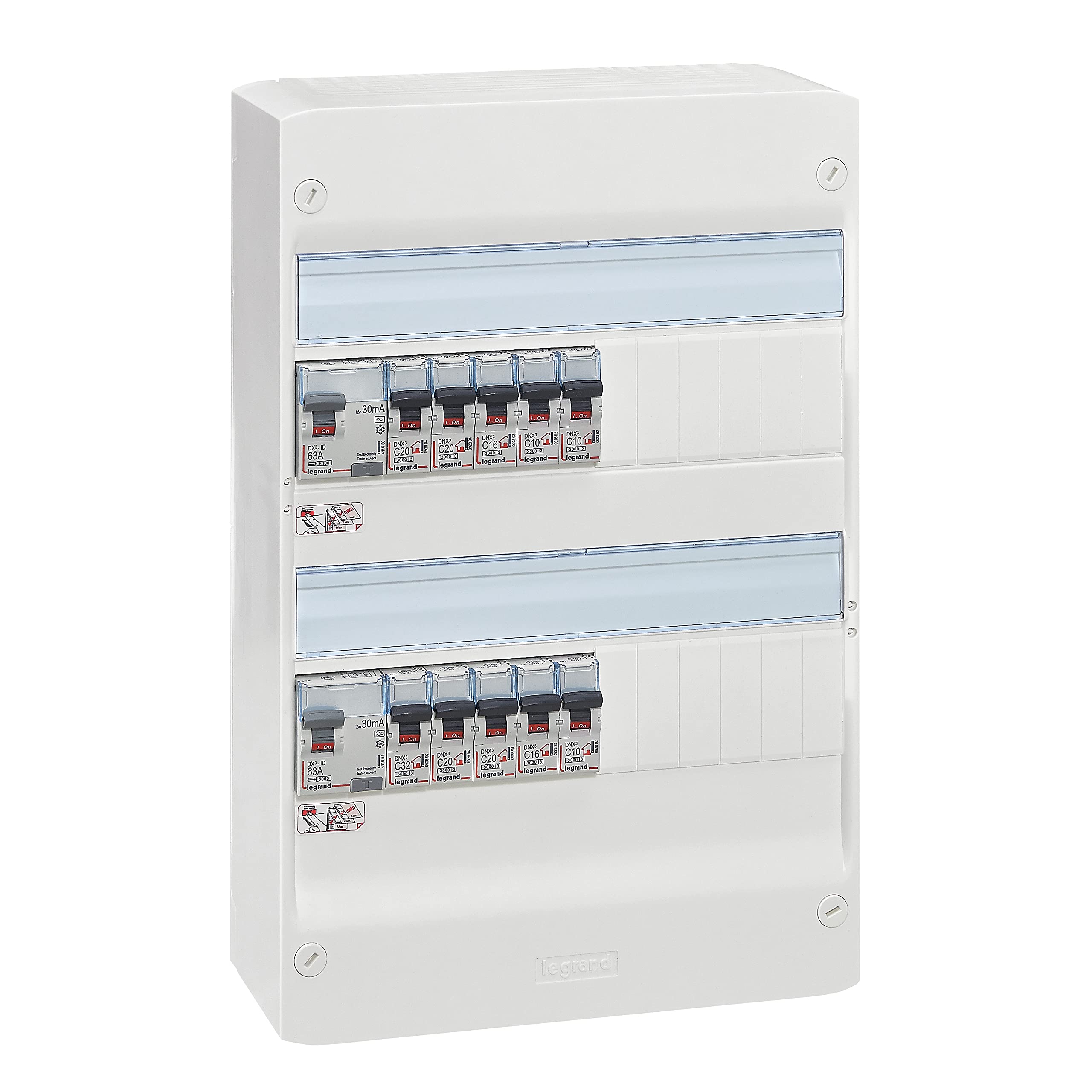 Tableau Électrique Pré-équipé Legrand 2 Rangées avec Disjoncteurs Automatiques - Blanc
