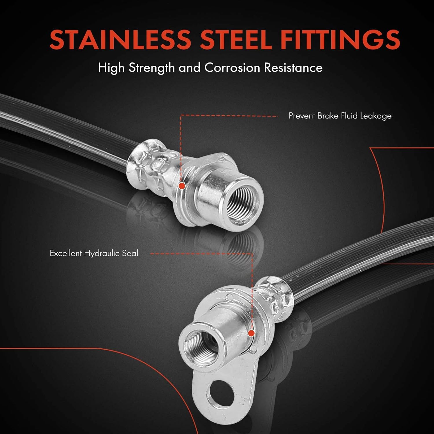 A-Premium Rear Driver and Passenger Side Brake Hydraulic Hose Compatible with Select Toyota Models - Camry 1992-2001, Solara 1999-2003 - Replace# 9008094021, 9008094022 (Pack of 2)