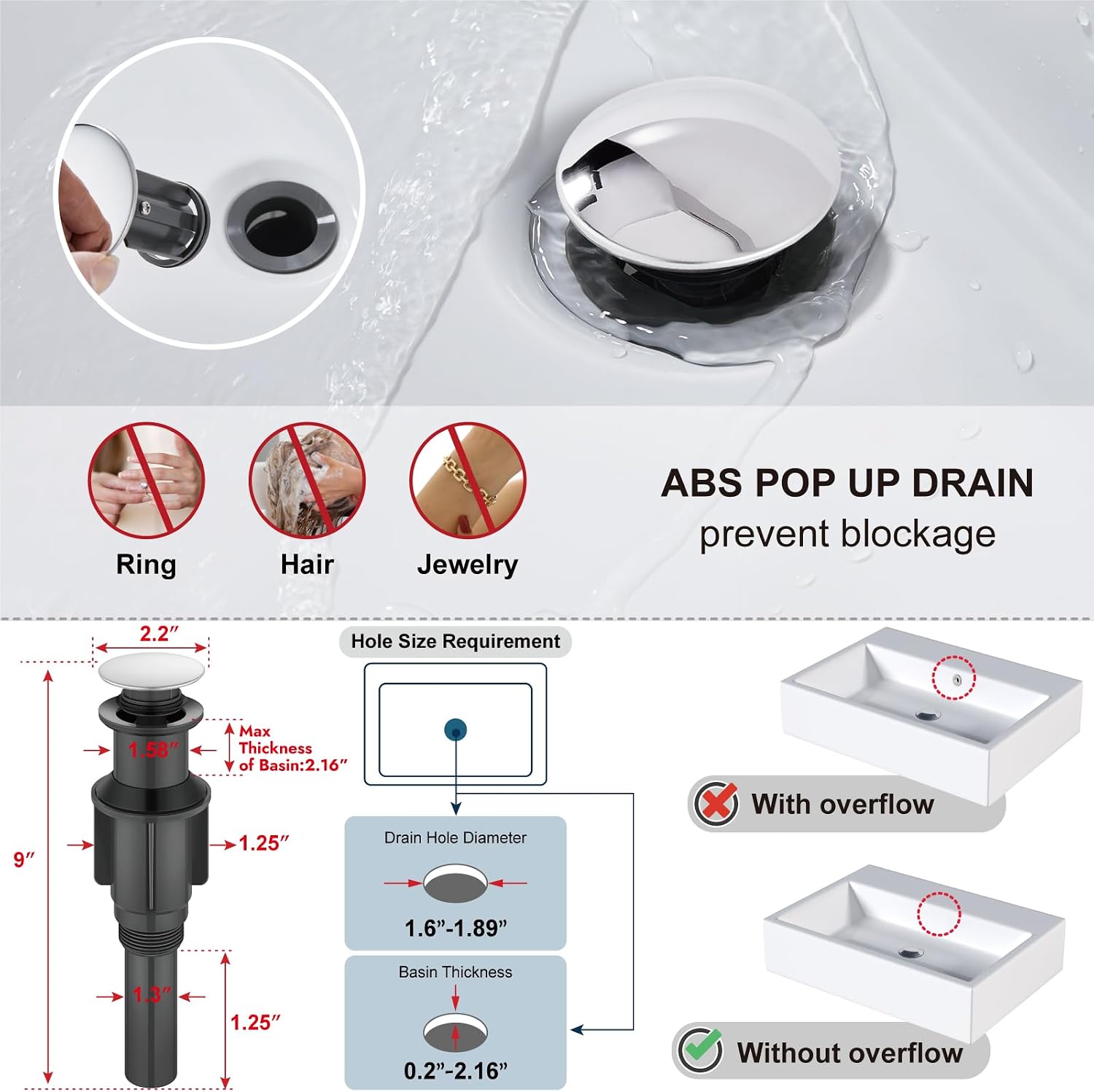 Midanya Vessel Sink Facuet Waterfall Tall Bathroom Faucets Vanity Single Handle 1 Hole Modern with Pop-up Drain and Supply Hoses,Polish Chrome