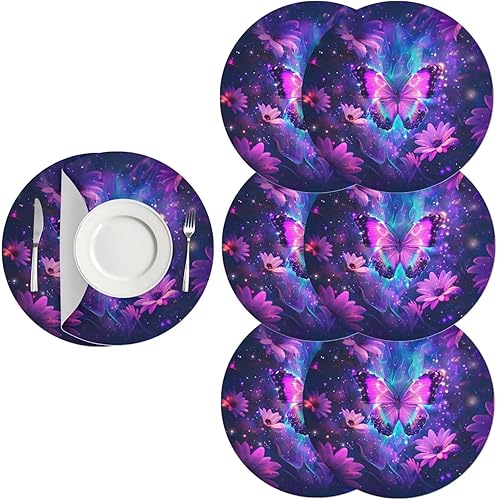 Miniatura 14 de Juego de 6 manteles individuales redondos resistentes al calor de mármol dorado de 15 pulgadas para decoración de mesa de comedor resistente al