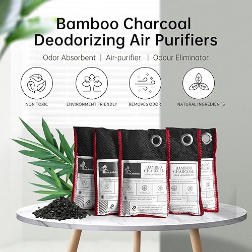 Miniatura 2 de Paquete de 10 bolsas purificadoras de aire de carbón de bambú activado, eliminador de olores de carbón activado, eliminador de ambientador natural