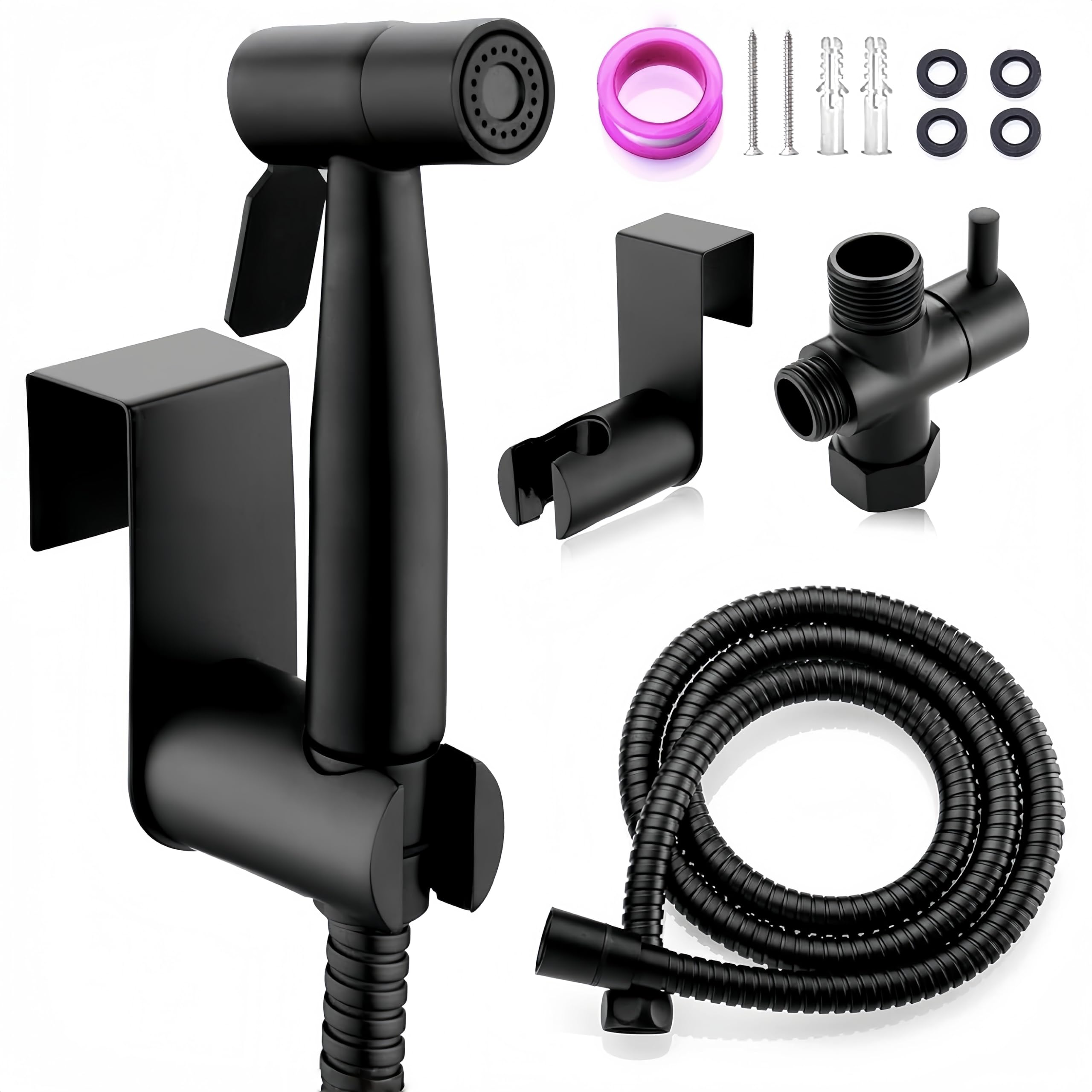 Bidet Sprayer Kit for Toilet - TEKXDD Hand Held Sprayer Set Stainless Steel, 1.5m Hose & T-Adapter, for Toilet Cleaning, Pet Bath, Personal Hygiene
