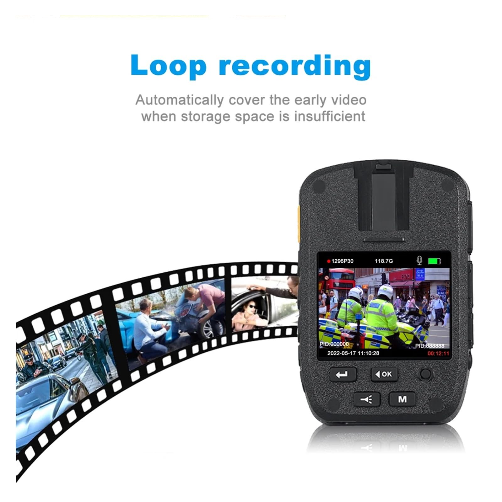 Camara Corporal, A6 Gran Angular Telecamera Guard DVR montado Mini grabación de vídeo vigilancia de Seguridad cámara portátil del Cuerpo de la policía(64GB)