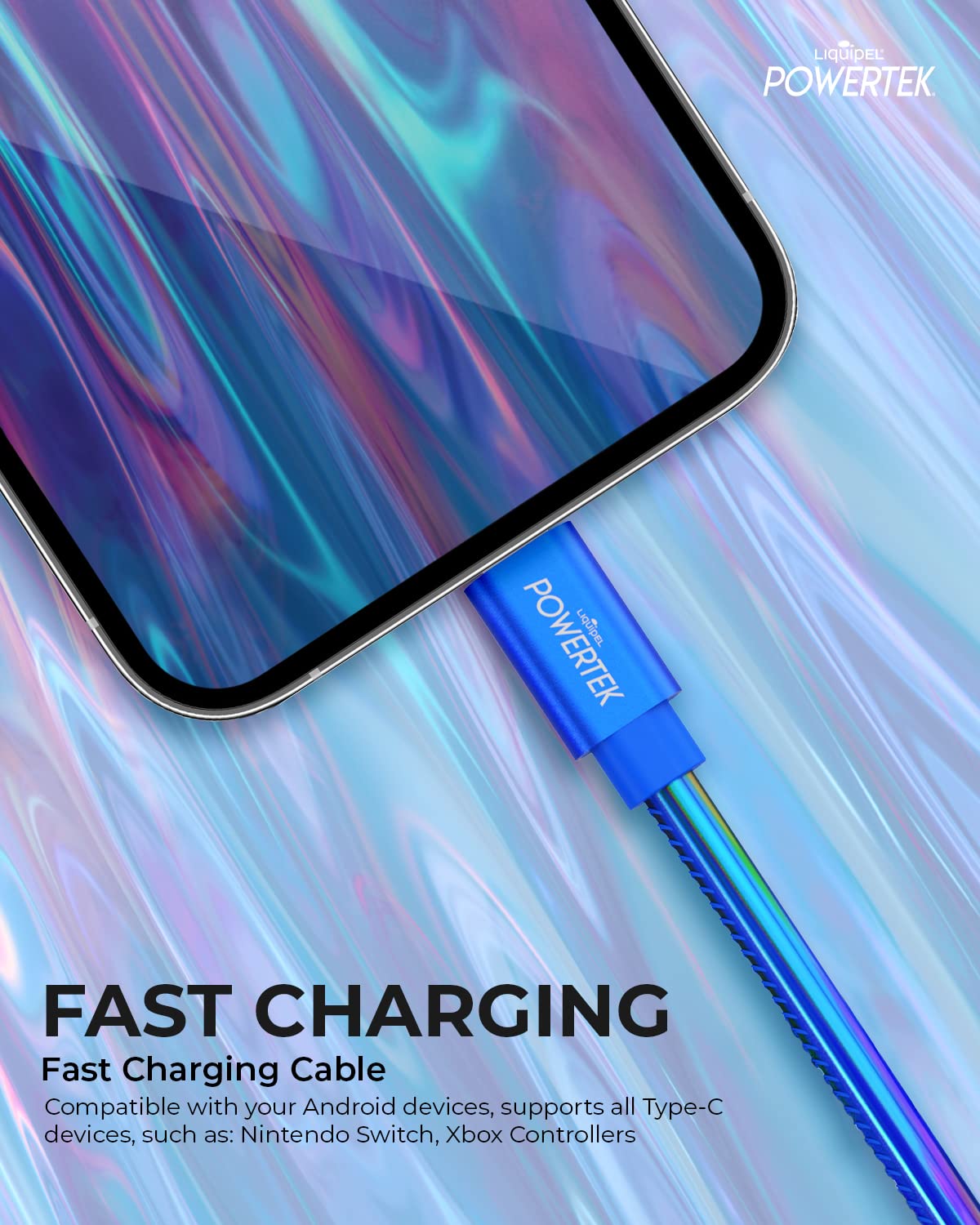 LIQUIPEL Powertek Type-C Charger Combo Pack, Fast Charging 6ft USB-C for Galaxy, Note, Tab, MacBook (Electric Blue)