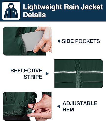 Miniatura 4 de SWISSWELL Chaqueta de lluvia impermeable para hombre, abrigo ligero para correr, rompevientos al aire libre, abrigo de moda de