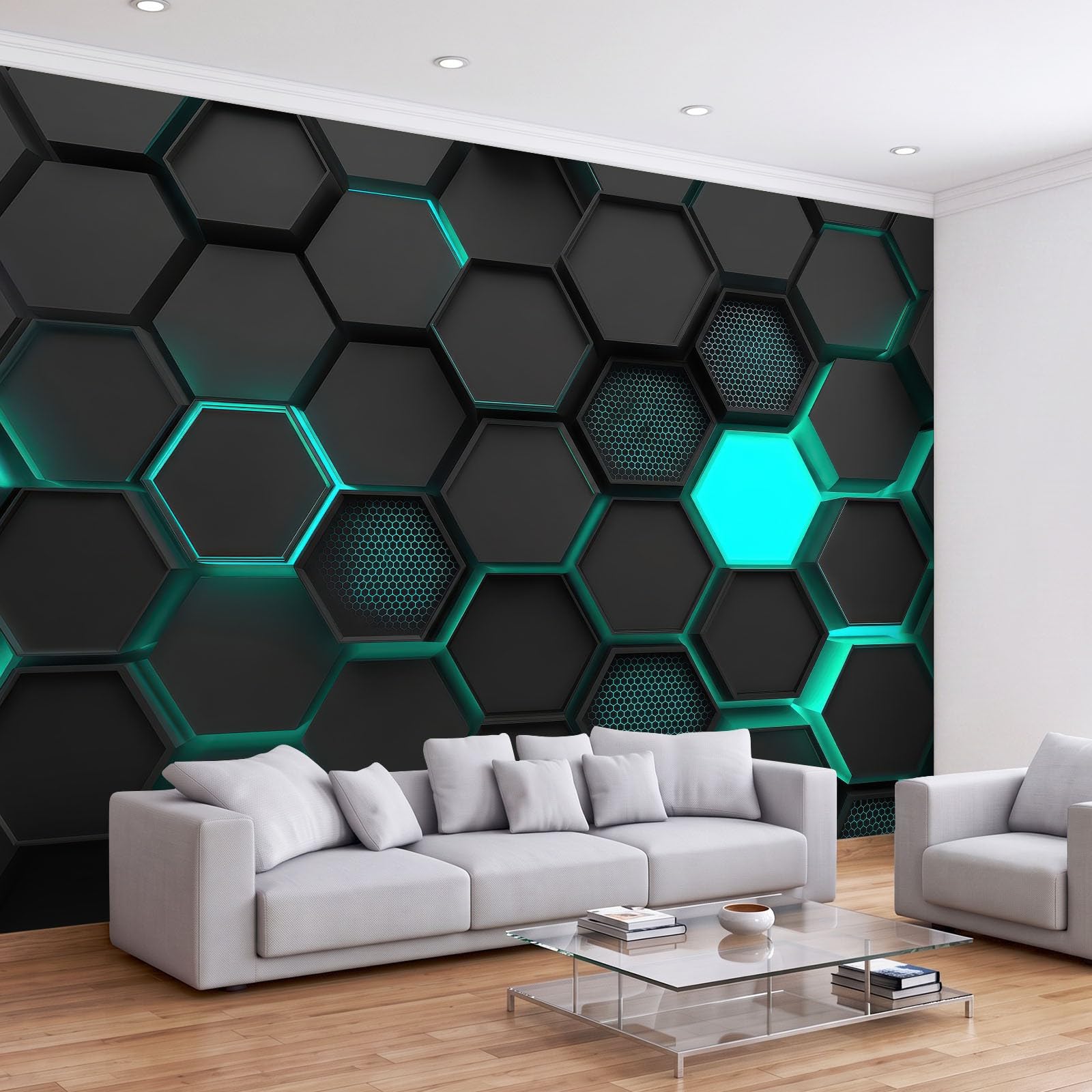Fototapeta ścienna, 350 x 256 cm, nowoczesna geometryczna tapeta z włókniny o strukturze plastra miodu, dekoracja, fototapeta i dekoracja domu, czarna, druk artystyczny premium, dekoracja do salonu