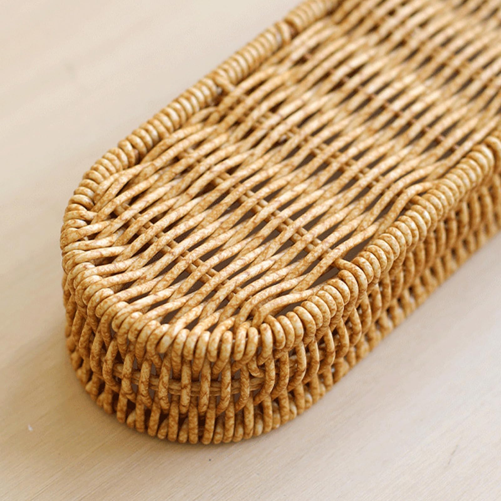 Cesta organizadora de utensilios – Soporte de almacenamiento de cocina para encimera, contenedor tejido con compartimentos multisección, organizador de mesa para comedor y despensa