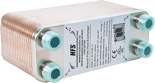 Miniatura 9 de HFS (R) 40 placas de acero inoxidable 304 Homebrew Beer Wort Chiller intercambiador de calor, 7.5 "x 2.9", 12" macho NPT x 12" macho NPT, sistema de