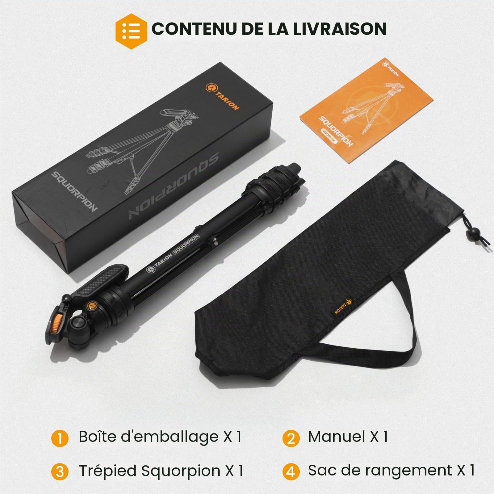 TARION Trepied Appareil Photo Compact: Trepied Telephone Smartphone Portable avec Tête de Trépied Amovible Trepied de Voyage Camera DSLR Leger pour Vidéo Vlog Stream Photographie Squorpion