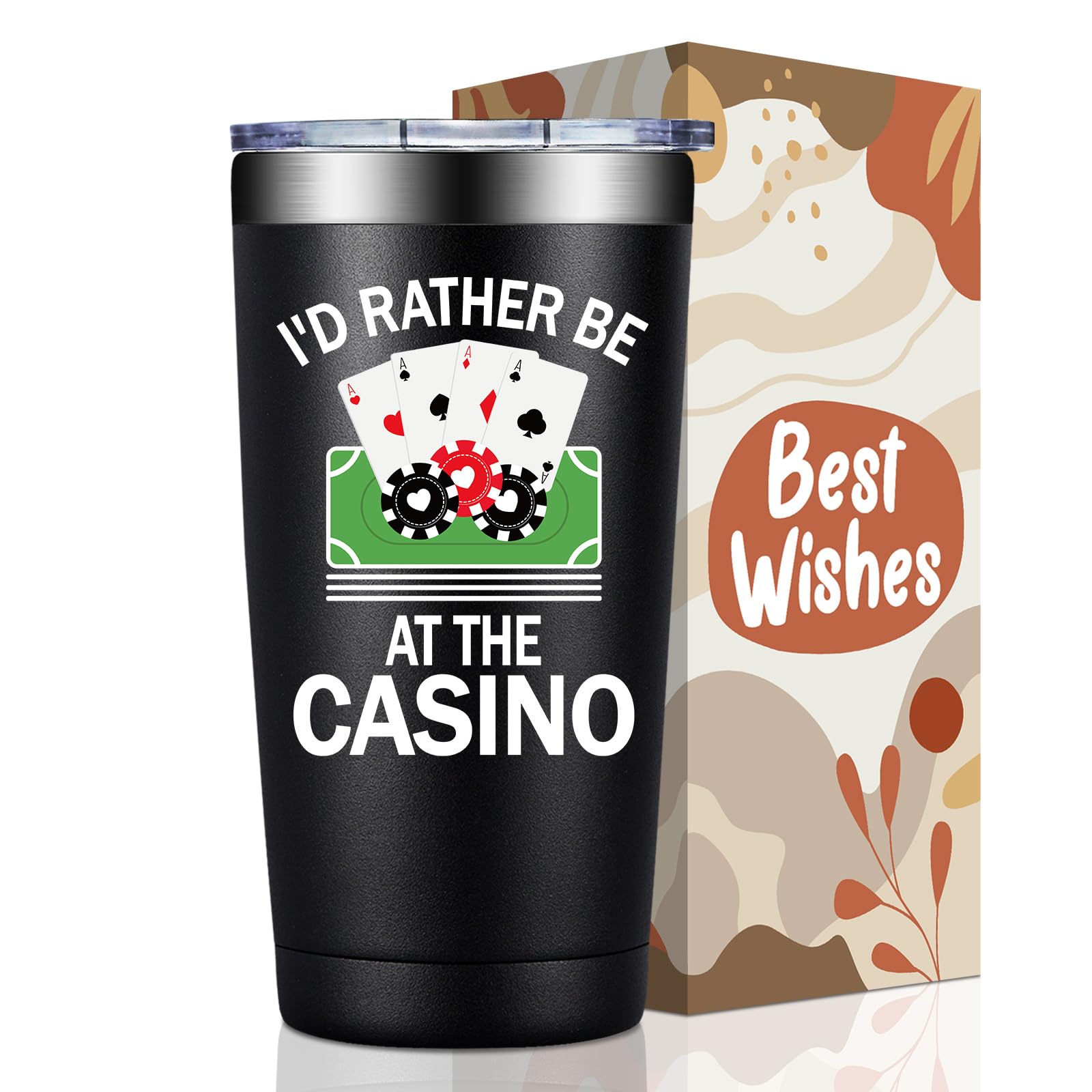 BIRGILT Gambling Gifts for Men, Women - Casino Gifts for Christmas - Funny Poker Gift for Poker Players - I'd Rather Be at the Casino Tumbler 20oz