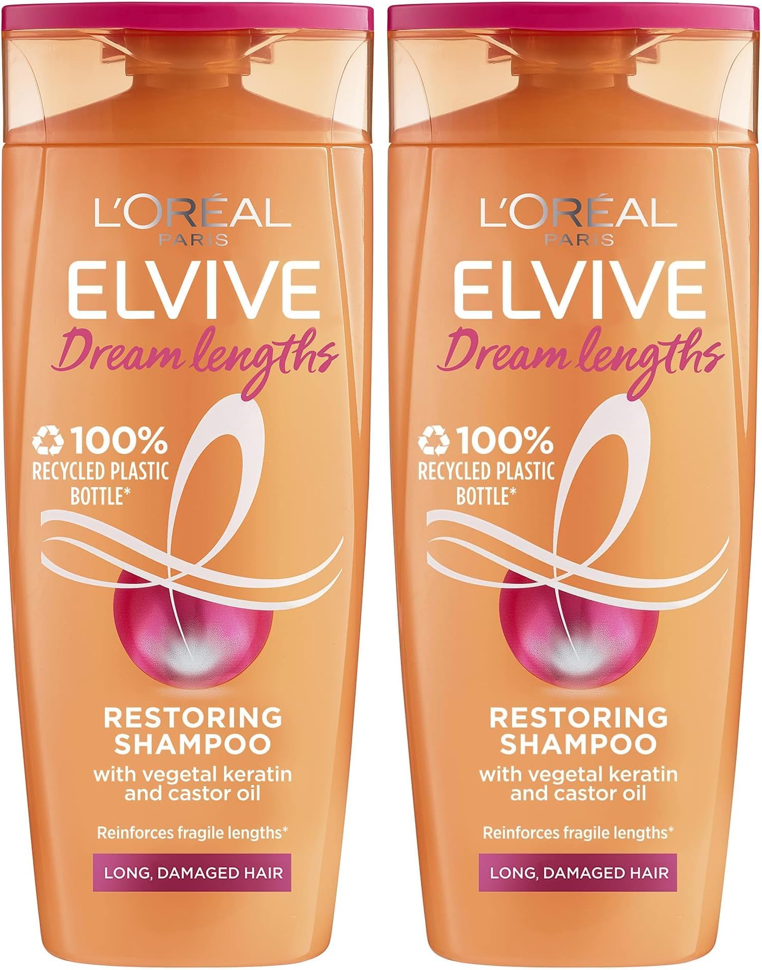 L'Oreal Paris Elvive Dream Lengths Long Hair Shampoo, 400 ml (Pack of 2)