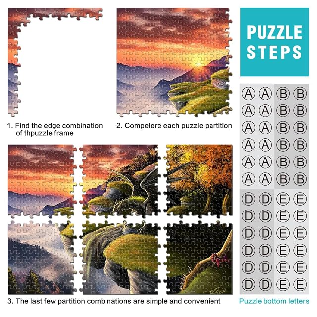 Foto 4 de 8 de Rompecabezas para Adolescentes 2000 Piezas Dragón al Atardecer Juguete Educativo de Aprendizaje con póster…