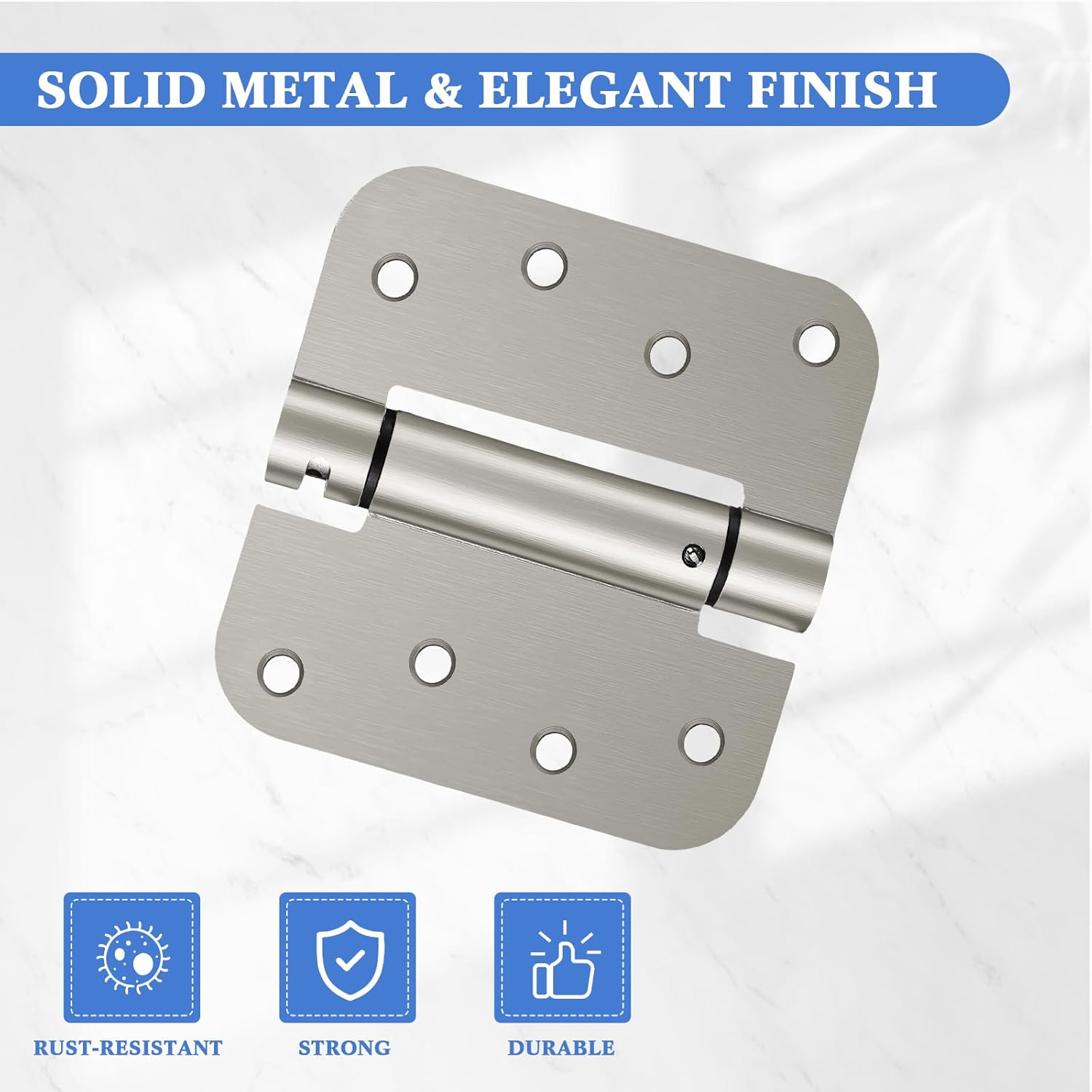 Yaocom 10 Pcs Self Closing Door Hinge 3.5'' Spring Loaded Hinges Automatic Door Closer Hinge Adjustable Tension for Garage, 5/8'' Radius Corners(Silver,4'')