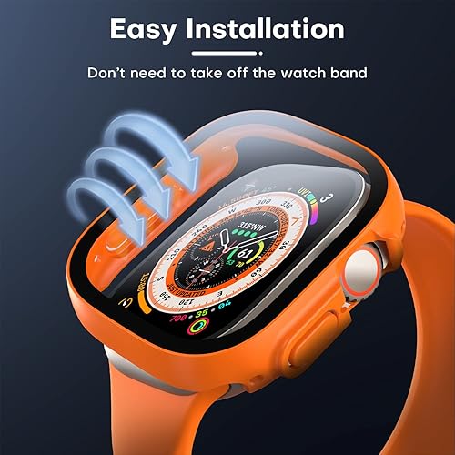 Miniatura 4 de TAURI Paquete de 2 carcasas rígidas diseñadas para Apple Watch Ultra de 1.92 pulgadas con protector de pantalla de vidrio templado 9H, sensibilidad