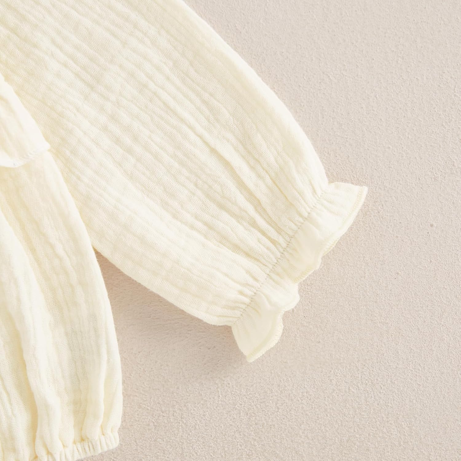 Newborn Infant Baby Girl Clothes Cotton Linen Long Sleeve Smocked Bubble Romper Ruffle Bodysuit Jumpsuit Fall Outfit - Image 6