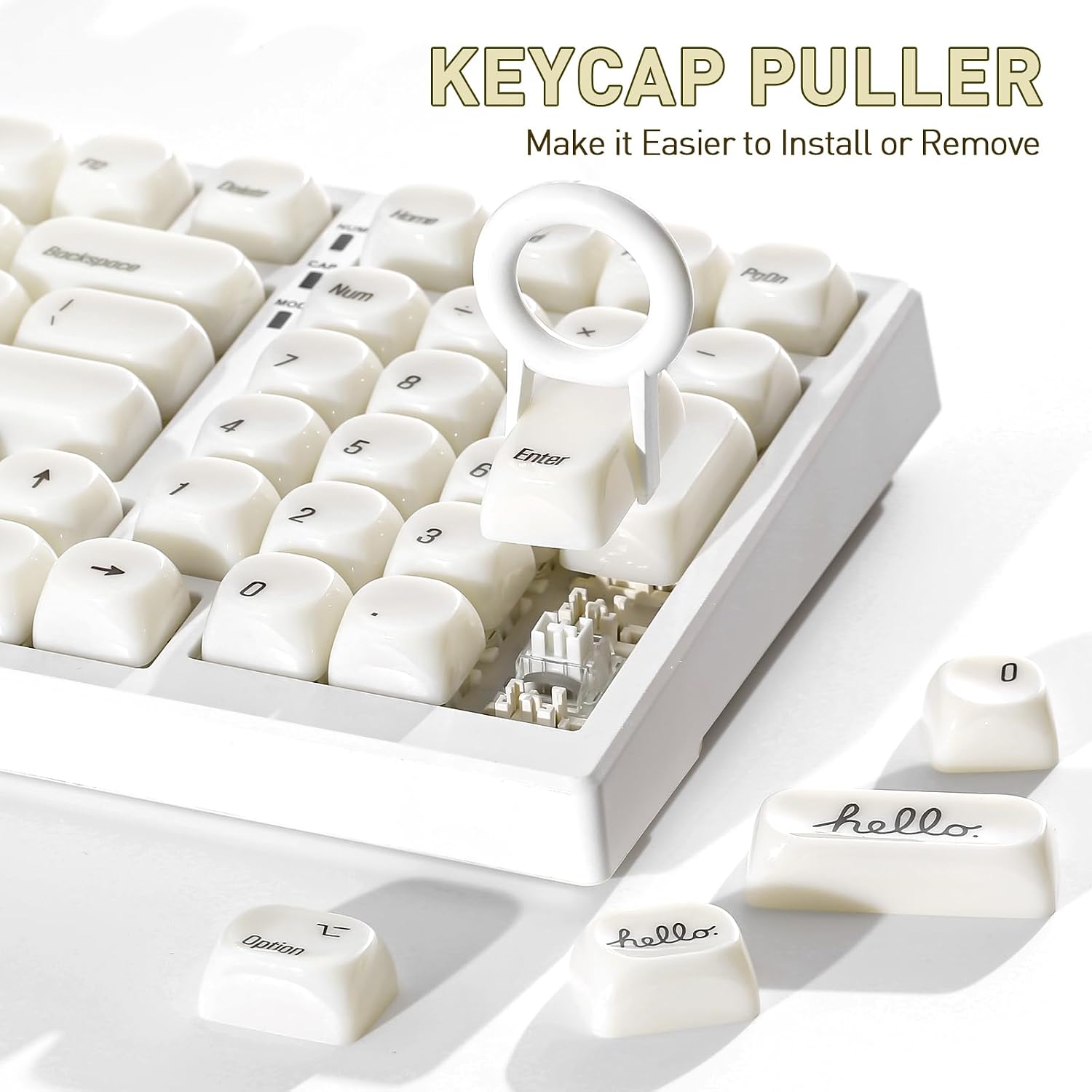 YUNZII 126-Key Ceramic keycaps Style, MOA Profile, Elegant Minimalist Design, Dye-Sublimated PC Keycaps with Silky Texture for MX Mechanical Gaming Keyboards (White)