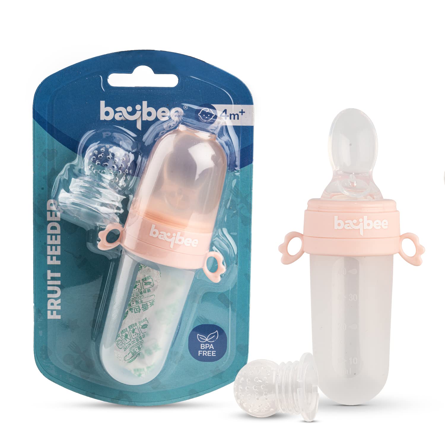 Baybee 2 in 1 Silicone Baby Food Feeder & Fruit Nibbler Pacifier for Babies | Infants Food Feeder with Spoon Squeezy Teethers for Babies | Hygenic & BPA Free Extra Soft teethers for 6 to 12 Months