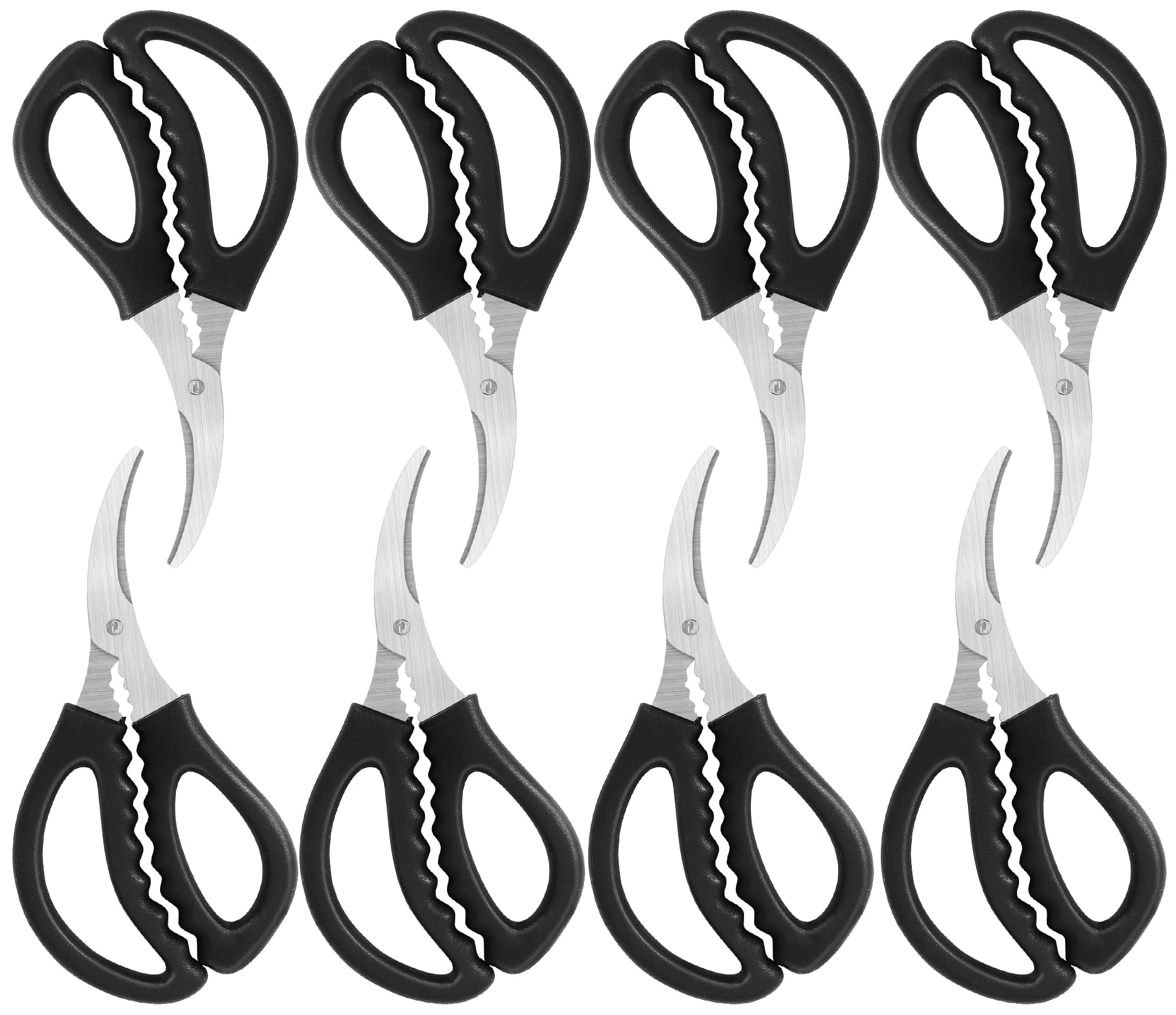 8Pcs Seafood Scissors,Crab Scissors,Stainless Steel Lobster Scissors,Crawfish Scissors for Seafood Crab Fish Shrimp Lobster (Black)