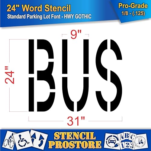 Miniatura 2 de Plantillas de marcado de pavimento  Plantilla de bus de 24 pulgadas  24 x 31 pulgadas x 18 pulgadas (128 mil)  Grado profesional