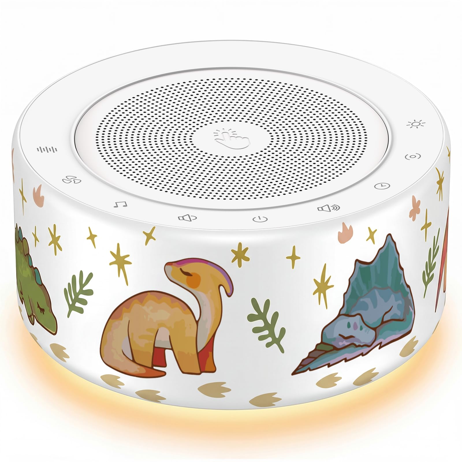 Kipcush White Noise Machine for Baby &amp; Adults, 30 Soothing Sounds, Soft Non-Glare Nursery Lamp, 8 Color Night Lights, Memory Function (New Orange/Dinosaur, Standard)
