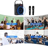 Vista 8 de ZOWEETEK Amplificador de voz de 60 W con 2 micrófonos inalámbricos, altavoz inalámbrico portátil con micrófono, máquina de karaoke, sistema PA