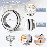 Vista 8 de 4 Set 3.5 oz Creative Bracelet Flask 304 Stainless Steel Bangle Flasks AB Crystal Flasks for Women with Rhinestones Lid Bangle Bracelet Flask Funnel