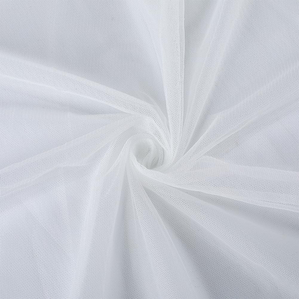 CABODYALS 39 4x63 pulgadas Tela de malla de poliéster blanca transpirable Tela de tul transparente por yarda Tela de mosquitera sólida de voile suave para coser Manualidades Vestidos de novia Suministros de decoración de ropa