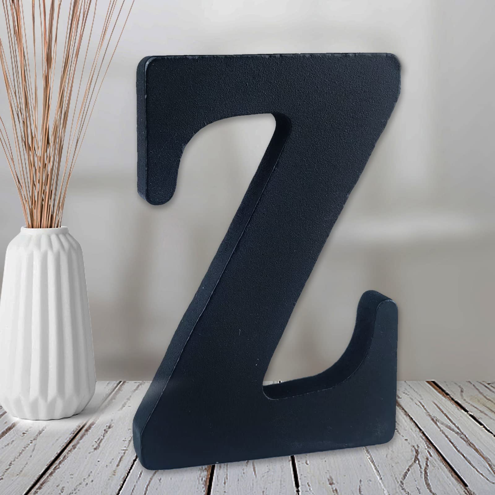 AOCEAN 6 inch Black Wood Letters Unfinished Wood Letter for Wall Decorative Standing Letters Slices Sign Board Decoration for Craft Home Party Projects (Z)