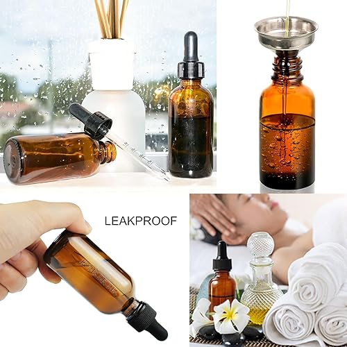 Miniatura 2 de Z-synka Paquete de 10 botellas de vidrio ámbar de 2 onzas con gotero, protección UV, para aceites esenciales, suero, líquidos