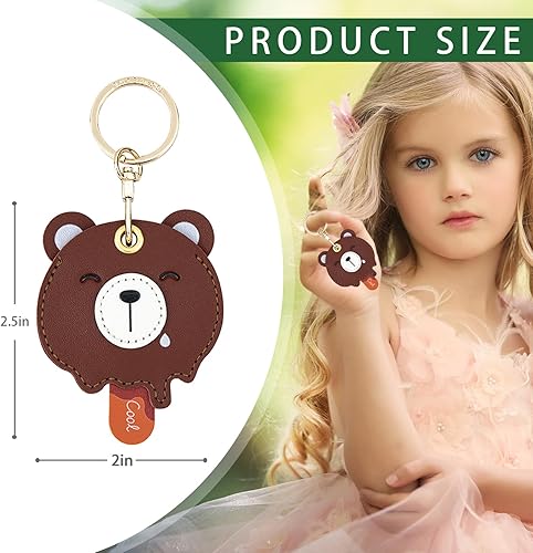 Miniatura 144 de Funda de cuero compatible con Apple AirTag, rastreador de llavero GPS Airtag con llavero, cubierta protectora antiarañazos para AirTag