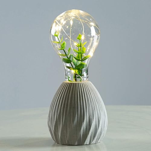 Miniatura 13 de walsport Lámpara de mesa pequeña, bombilla Edison, base gris de cemento de hormigón, lámpara de mesita de noche, estilo minimalista industrial para