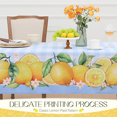 Miniatura 4 de Romanstile Mantel rectangular de primavera de Pascua, diseño a cuadros, diseño de conejo y huevos de búfalo, resistente a las manchas, para cenas,
