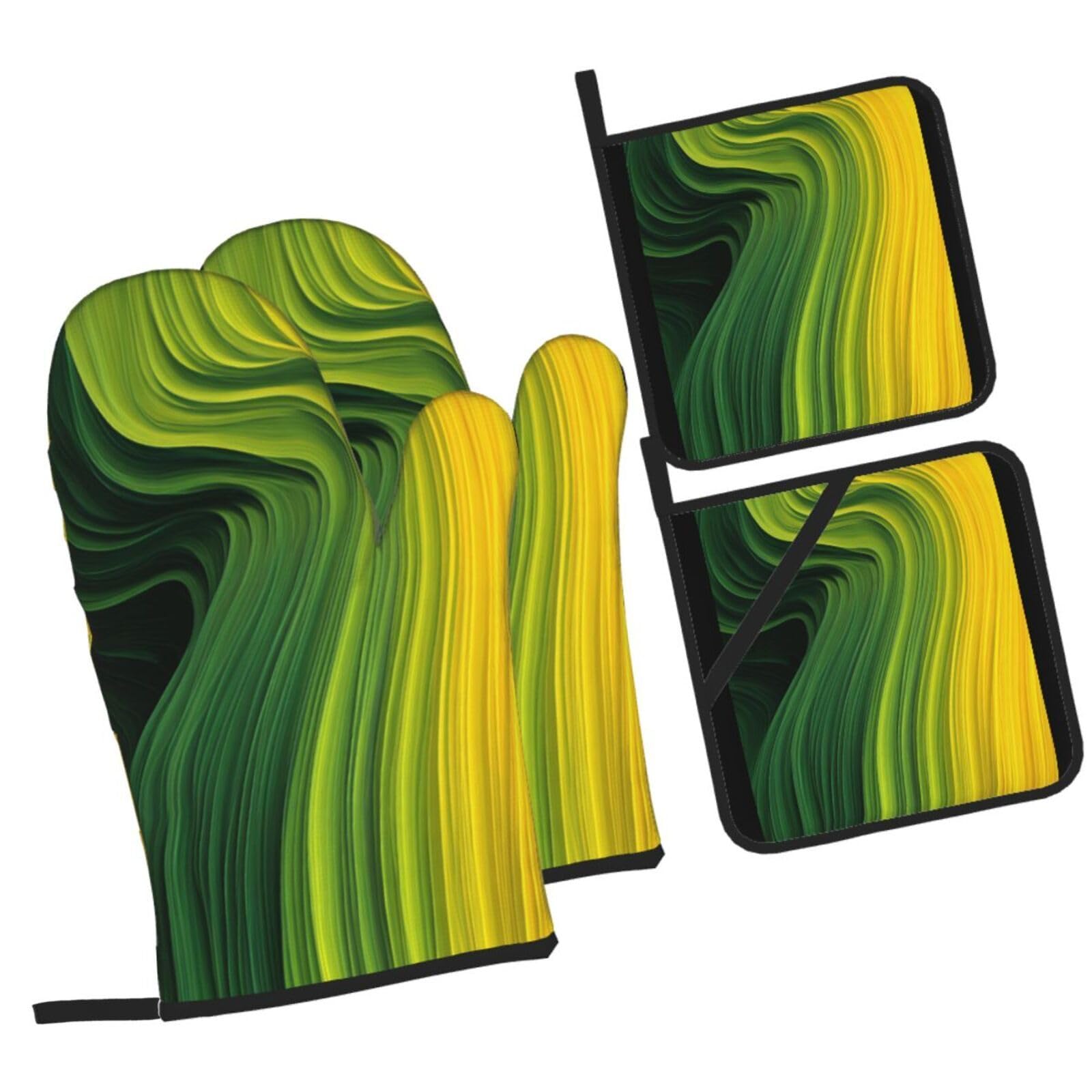guanti barbecue Strisce Verde Chiaro guanti forno,resistenti al calore, antiscivolo, spessa e sicura Cucina al barbecue