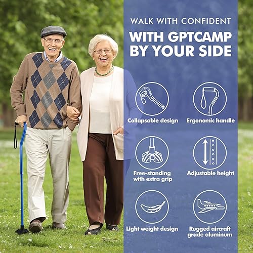 Miniatura 2 de Bastón de caminar G1 para mujeres y hombres, ligero y resistente, bastón grande de base cuádruple con pie autónomo para personas mayores y personas