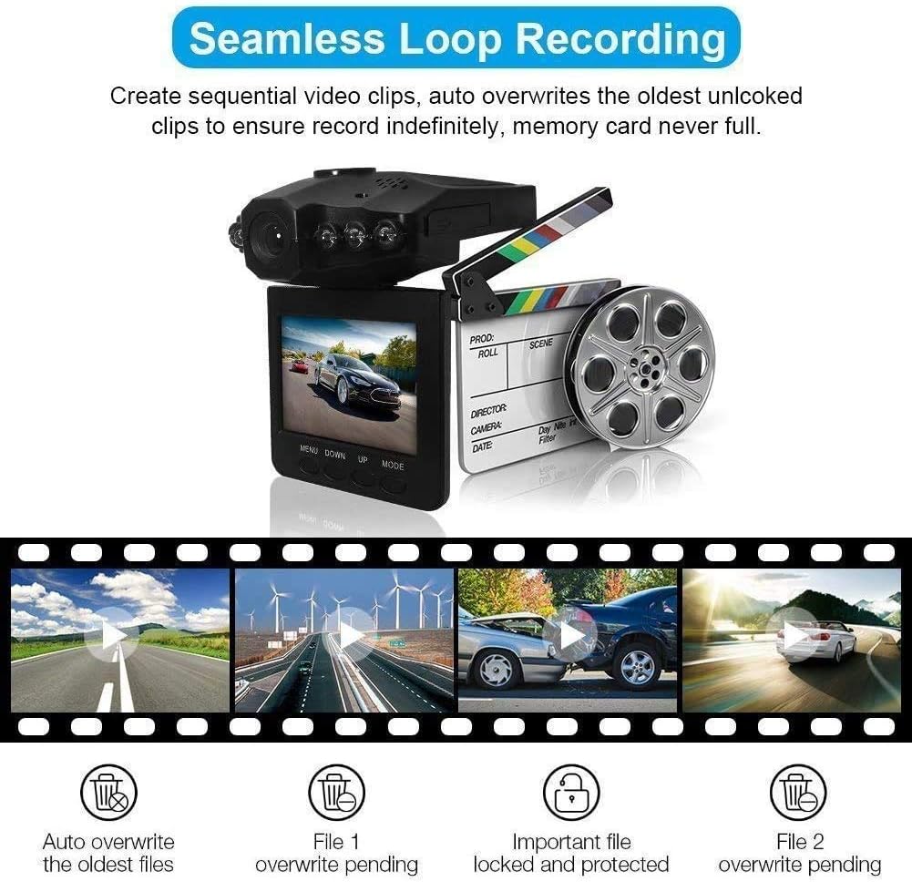 Dash Cam, Car Dash Cam, 2.5" Wide Angle Car Driving Recorder Dashboard Camera, Car DVR Vehicle Dash Cam with Night Mode, WDR, Loop Recording Excellent Video Images New
