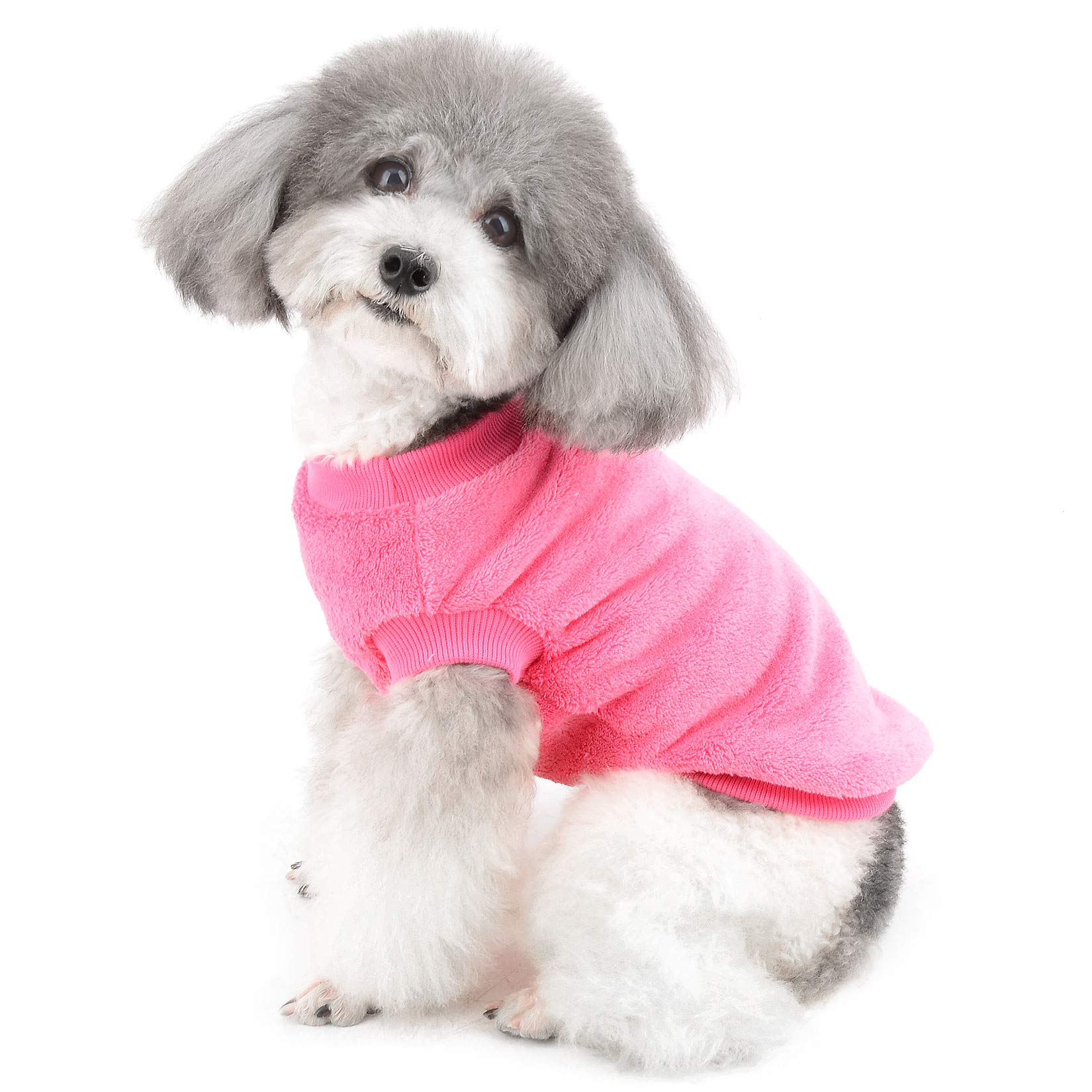 Ranphy Small Dog Clothes Warm Pet Velvet Vest Puppy Cat Soft Sweater Embroidered Flower Pattern Shirt Jacket Pullover Outfit Christmas Holiday Apparel Cute Halloween Costume Clothing Hotpink M