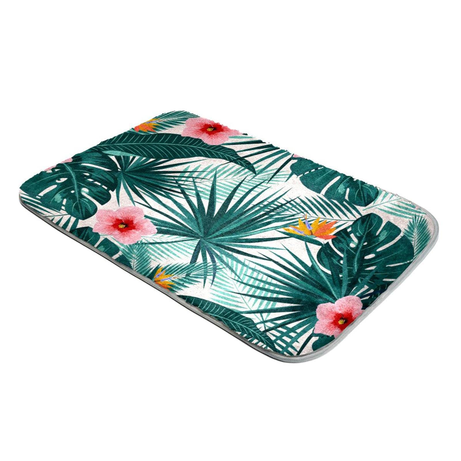Tapis à poils longs en fausse fourrure motif floral et feuillage