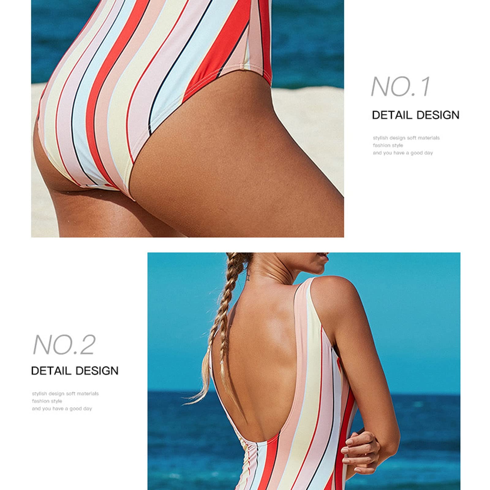 Backless Schwimmen Kostüm Brief Grafik Gestreifte Druck Swimwear Bummy Control Sunsafe Rash Guards Tropical Vacations Beachwear (Color : Pink, Size : Aldult/m)