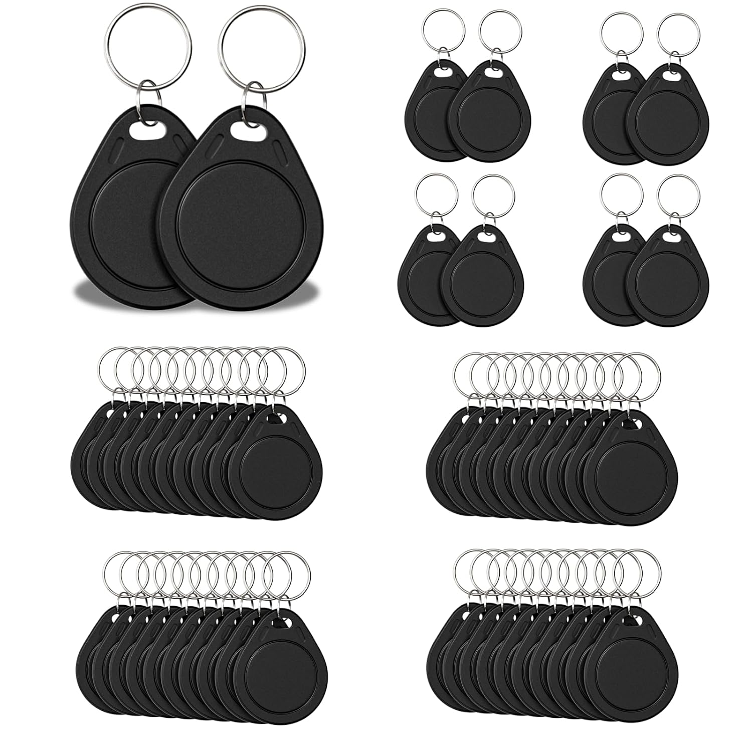 50pcs T5577 RFID Keyfobs 125kHz Writable T5577 Key Tags Proximity ID Card Token Tag Rewritable T5577 Universal for Keyless Entry Access Control Systems & Security Lock- Black
