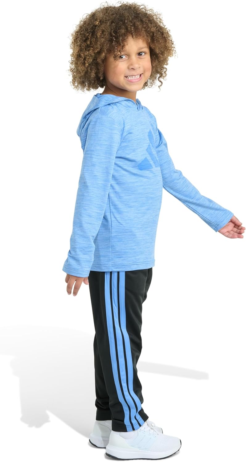 adidas Baby Boys' 2-piece Long Sleeve Hooded Mélange Tee & Pant Set