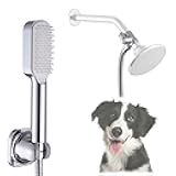Pet Bathing Comb Sprayer Set - Dog Grooming Tool with Silicone Comb - like Bristles, Extra - Long Hose & Shower Arm Diverter | Handheld Shower Head for Gentle Fur Cleaning & Massage