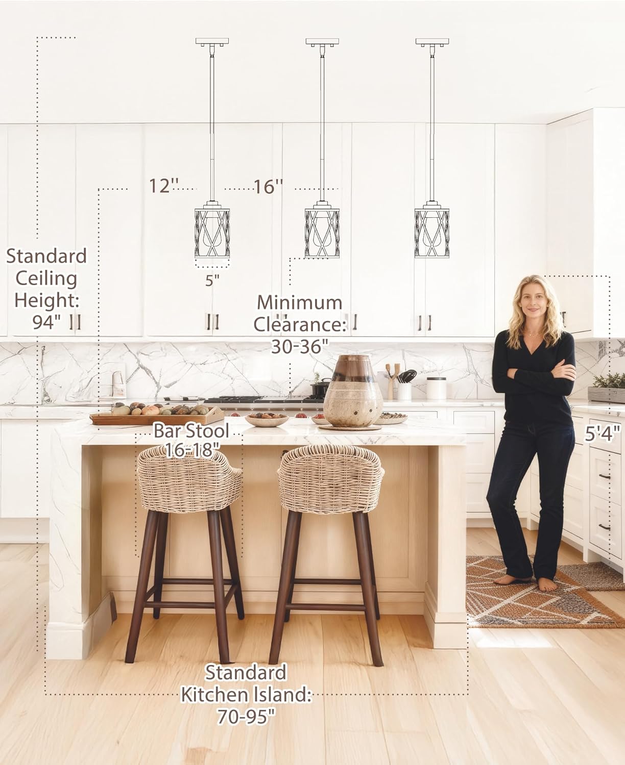 Beionxii 2 Pack Glass Pendant Lights Kitchen Island, Black Modern Kitchen Pendant Lighting Over Island, Farmhouse Industrial Cage Hanging Lighting with Clear Glass for Sink, Dining Room, BX-PL07BK-2PK