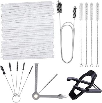 Pipe Cleaners Tool Set for Pipe Smoking,100 Pcs Bristle Pipe Cleaners,1Pcs 3-in-1 Pipe Tamper Reamer Tool,1Pcs Flexible Long Pipe Cleaners Brush,1Pcs Mini Nylon Brush Set,4Pcs Straw Cleaning Brushes