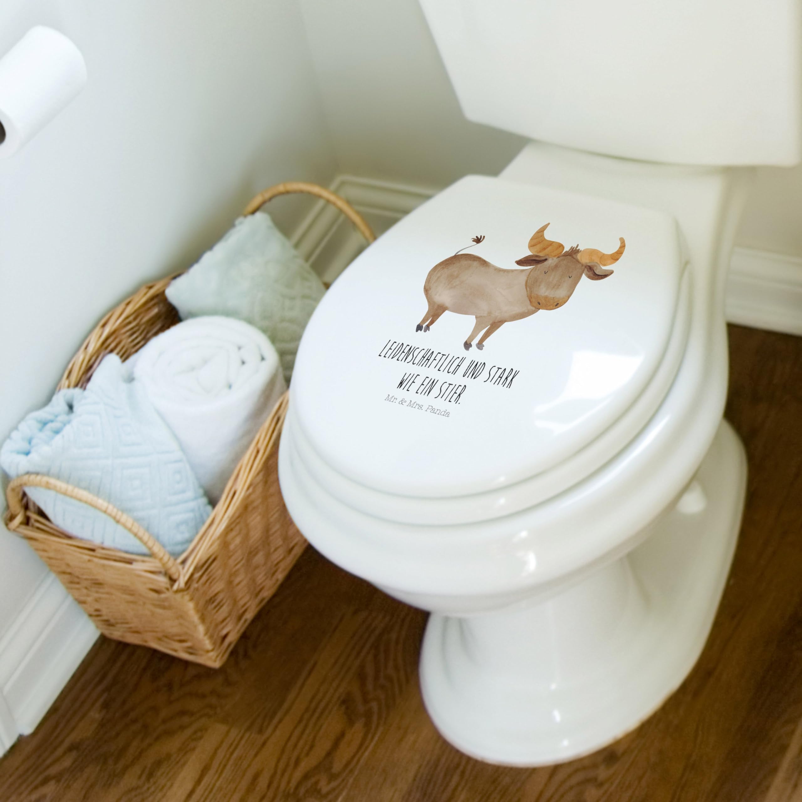 Mr. & Mrs. Panda WC-Sitz Mit Sternzeichen Stier – Lustiger Klodeckel Fürs Badezimmer, Perfektes Geschenk Für Mai/April