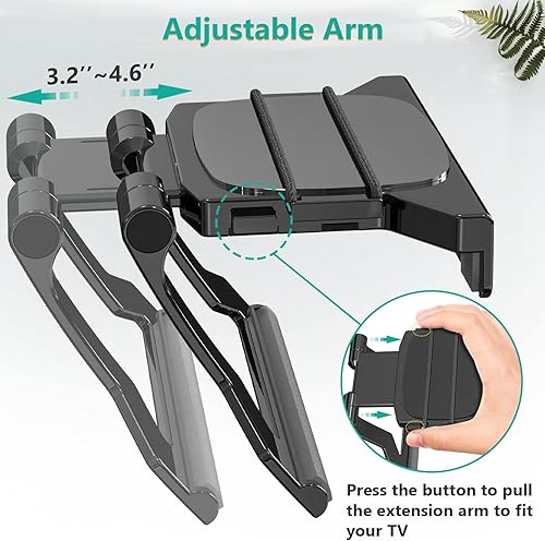 Miniatura 8 de WALI Estante superior de TV, 5 x 5 pulgadas, soporte de clip ajustable para dispositivos de transmisión, cajas de medios, altavoces y decoración del