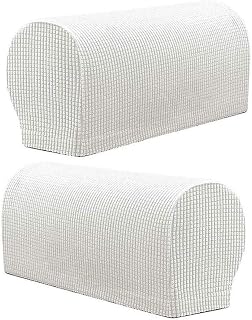 Golden Apple LERTREE 1 Pair Sofa Arm Slipcovers Elastic Sofa Armrest Protectors Removable Chair Sofa Armrest Covers (White)