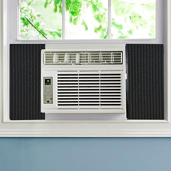 Forestchill Window Air Conditioner Insulation Foam Panels, 2 Pcs Indoor Window AC Side Seal Cover for Summer and Winter, 17 x 9 x 7/8 inch, Black
