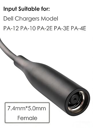 2-Pack Tip Adapter Converter Cable 7.4 to 4.5mm for Dell Laptop Power Supply 30w 40w 45w 65w 90w 120w 135w D5g6m 0d5g6m M3800 XPS 12 13 9350 3960 15 5930 5950 Inspiron 11 13 14 15 17 3000 5000 7000