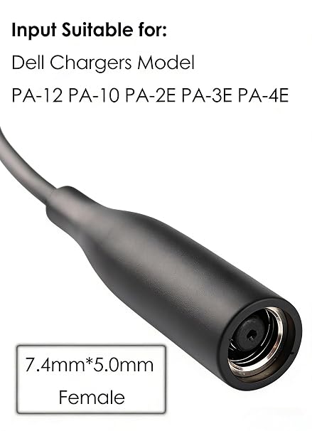 2-Pack Tip Adapter Converter Cable 7.4 to 4.5mm for Dell Laptop Power Supply 30w 40w 45w 65w 90w 120w 135w D5g6m 0d5g6m M3800 XPS 12 13 9350 3960 15 5930 5950 Inspiron 11 13 14 15 17 3000 5000 7000