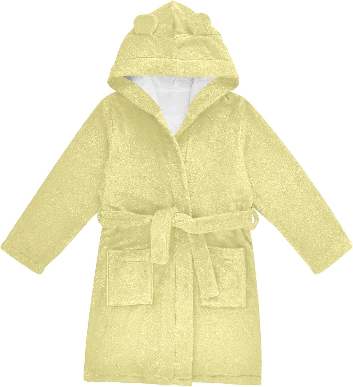 Light Khaki Kids Bathrobe, Soft Plush Hooded Towel for Boys Girls, Quick Dry Swim Beach Bath Robe